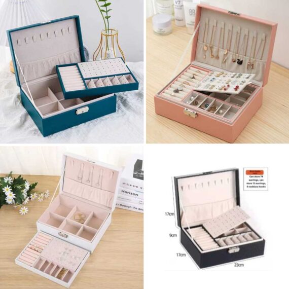 2Layer Leather Jewelry Organizer - Available in Pink and Black.